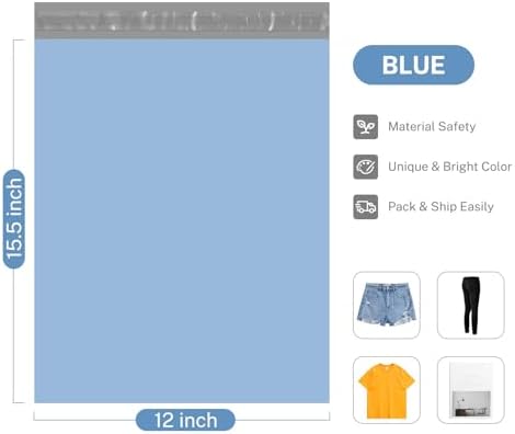 Metronic Poly Mailers 12x15.5 100 Pack Self-Seal Shipping Bags, Light Blue - Image 2