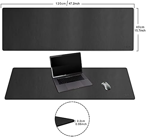Cacoy 47" x 16" Leather Desk Pad Blotters, Extended Office Mouse Pad, Black - Image 4