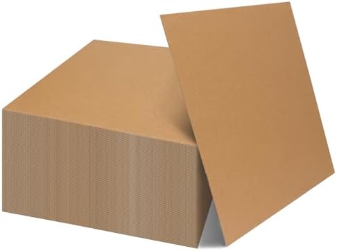 Calenzana 12x12 Browm Corrugated Cardboard Sheets, Flat Card Boards Inserts for Crafts, Packing, Shipping, Moving, Mailing, 100 Pack by Calenzana