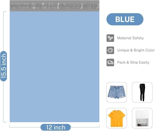 Metronic Poly Mailers 90000 Pack 12 x 15.5, Strong Adhesive Shipping Envelopes for Clothing, Waterproof Shipping Bags for Businesses, Flexible Mailers Poly Bags, Packages Bags Bulk, Light Blue - Image 2