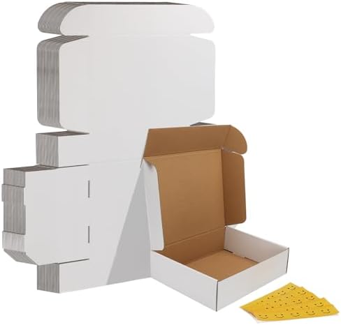 HORLIMER 11x9x3 inches Shipping Boxes Set of 25, White Corrugated Cardboard Box Literature Mailer by HORLIMER