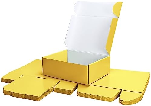 PHAREGE 20 Pack 12x9x4 in Cardboard Shipping Boxes, Lemon Yellow Gift Box by PHAREGE