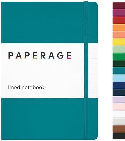 PAPERAGE Lined Journal Notebook, Hardcover Journal for Women & Men, 160 Pages, (5.6 in x 8 in), College Ruled Journaling Notebook for Work, School Supplies & Note Taking, (Turquoise) by PAPERAGE