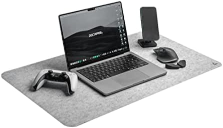 DELTAHUB - Minimalistic Felt Desk Protective Pad, Anti-Fray, Anti-Slip, Easy to Clean, Easy Glide, Long Lasting, Sleek Design, Comfortable, Resistant, Desk Mat, PC, Mac, Laptop - Large (18x32inch) by DELTAHUB