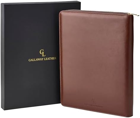 Gallaway Leather Genuine Leather Zippered Portfolio Organizer, Brown by GallawayLeather