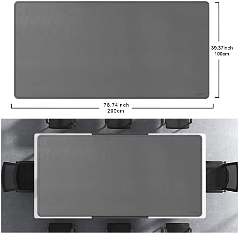 CENNBIE MAX200 78.7" x 39.4" Leather Desk Mat, Extra Large Desk Pad Blotter Protector, Extended Table Pad, Waterproof PU Leather Desk Mat on top of desks Large for Office and Home (Grey) - Image 2