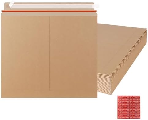 zmybcpack 25 Pack Large Kraft Rigid Mailer, 12.75"x15" Rigid Envelopes by zmybcpack