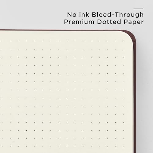 &And Per Se Dotted Journal Notebook, A5 Hardcover Leather Dotted Journal, 160 Pages 100gsm Thick Dot Grid Paper, 3 Sheets of Stickers Included - 5.7'' x 8'' (Dark Red) - Image 5