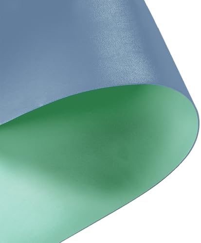 Faux Leather Table Cover,1.8mm Thick,24x60 Inch Desk Cover,Large Desk Mat,Table Protector,Table Cover Protector,Desk Protector,Table Pad,(Grayish Blue+Dark Green,24x60) by Zinkooat