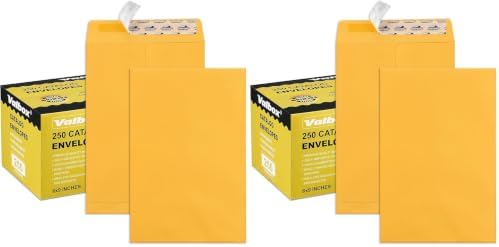 ValBox 6x9 Self Seal Catalog Security Envelopes 250 Count Small Brown Kraft Envelopes for Mailing, Storage and Organizing (Pack of 2) by ValBox