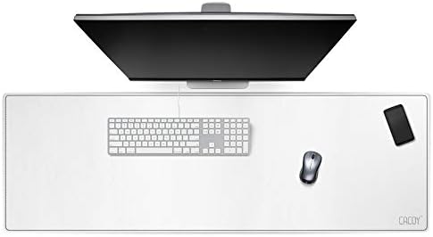 Cacoy Leather Desk Blotter Pad, 47.2" x 15.7" Oversized Mouse Pad XXL, Extended Computer Mouse Mat, Desk Writing Pad for Office, Home, Gaming (White) by Cacoy