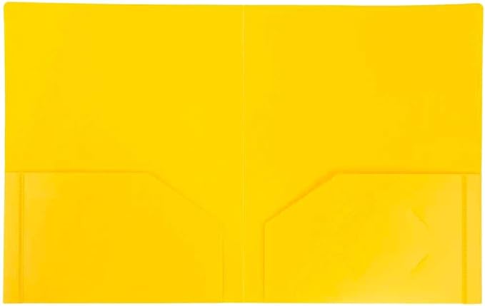 JAM PAPER Heavy Duty Plastic 2 Pocket Extra Tough School Folders - Yellow - 24/Pack - Image 2