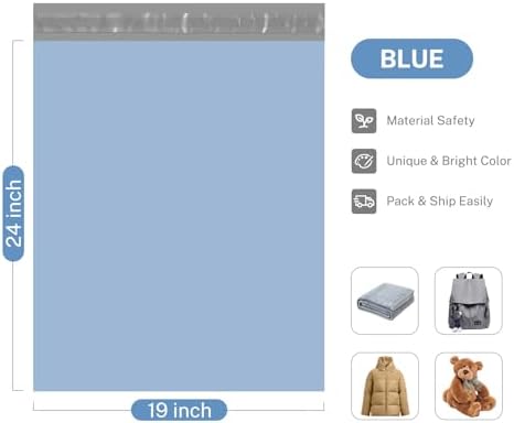 Metronic Large Poly Mailers 19x24 50PC Thick Shipping Bags, Light Blue - Image 5