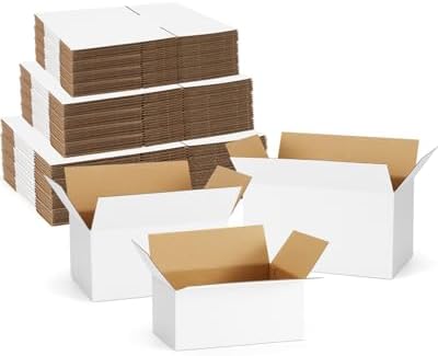 Assorted-Sizes-Shipping-Boxes-45-Pack: 9x6x4 & 10x7x5 & 11x6x6 Small-Shipping-Boxes-Mailers, White-Boxes, Corrugated-Cardboard-Boxes-for-Packing-Small-Business Mailing by POEVER