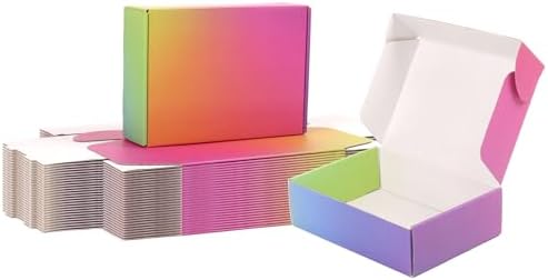7x5x2 Shipping Boxes Small, 45 Pack Rainbow Corrugated Cardboard Mailer Boxes for Small Business, Mailing, Packaging by DEZIBOX