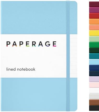 PAPERAGE Lined Journal Notebook, Hardcover Journal for Women & Men, 160 Pages, (5.6 in x 8 in), College Ruled Journaling Notebook for Work, School Supplies & Note Taking, (Light Blue) by PAPERAGE
