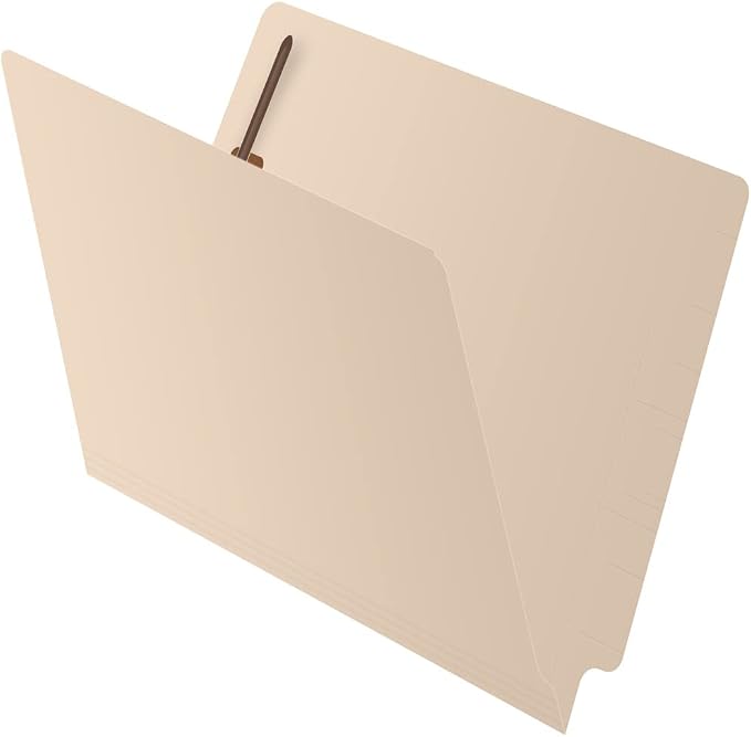 Ecom Folders End Tab Manila File Folders with Fasteners | Letter Size Medical and Business Record Filing Organizer | Reinforced Straight Cut Shelf Tabs | Expandable 11 Pt | Bulk Case of 250 Folders by Ecom+Folders