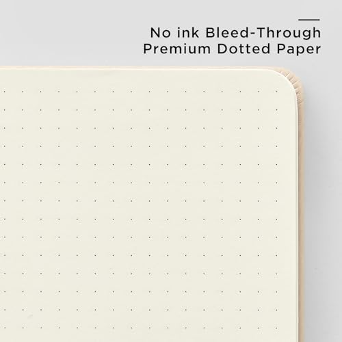&And Per Se Dotted Journal Notebook, A5 Hardcover Leather Bullet Dotted Journal, 160 Pages 100 gsm Thick Dotted Paper，3 Stickers Included for Women Men, Work Office or School - 5.7'' x 8.3'' (Light - Image 5
