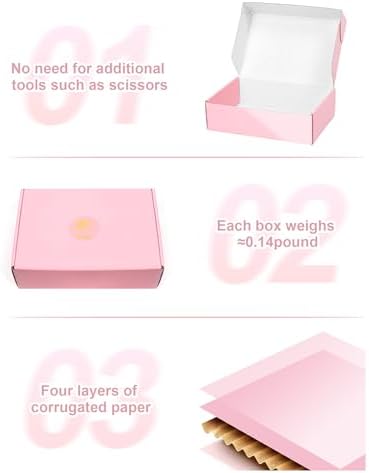 50 Pack Shipping Boxes 7x5x2 in, Cute Pink Corrugated Cardboard Boxes, Mailer Packaging Boxes for Small Business Gift Literature Shipping - Image 4