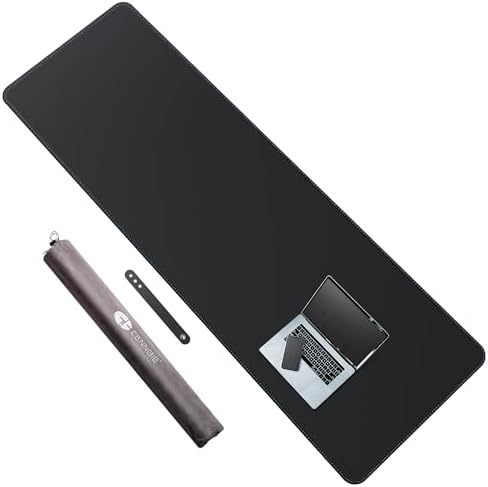 CENNBIE Leather Desk Mat Protector, XXL 74.8" x 23.6" Extra Large Leather Office Desk Pad Mat for Full Desk, Computer Desk Mat on top of desks - Oversized Large Mouse Pad (Black) by CENNBIE