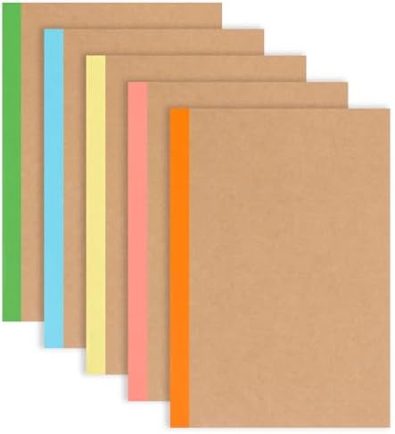 LABUK 5pcs A5 Composition Notebook Journals, Kraft Lined Notebooks Bulk, 5 Colors 60 Pages for Journaling, Writing, School, Office, Kids Gift by LABUK