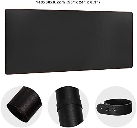 ZORESYN XL Large PU Leather Mouse Pad, Black, 55" x 24" - Image 3