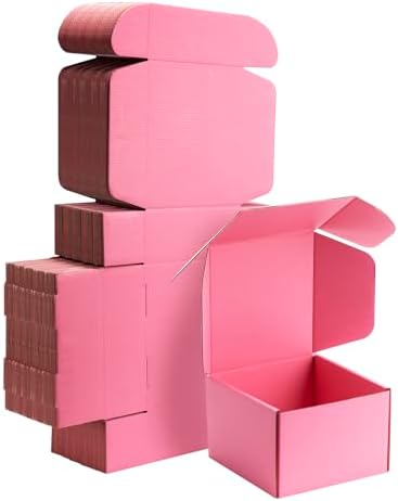 6x6x4 inch Pink Shipping Boxes for Small Business- Set of 25 by Yidomto