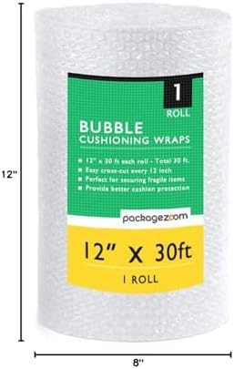 12 inch x 30 ft Bubble Cushioning Wrap, Perforated Every 12" Protective Packing Moving & Shipping Supplies for Boxes & Fragile Items - Image 6
