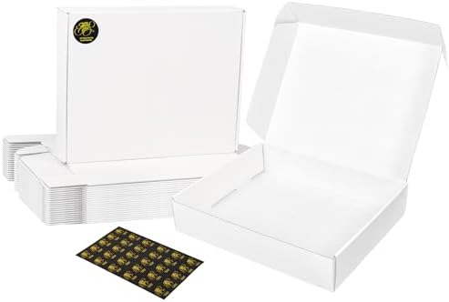 White Shipping Boxes Medium 10x8x2 Inches, 40 Pack Corrugated Cardboard Mailer Boxes for Packaging Small Business Mailing Gift by DEZIBOX