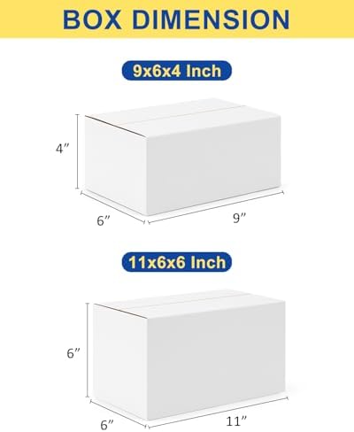 Assorted-Sizes-Shipping-Boxes-40-Pack: 9x6x4 & 11x6x6 Small-Shipping-Boxes-Mailers, White Corrugated-Cardboard-Boxes-for-Packing-Small-Business Mailing - Image 2