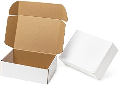 Mcfleet 24 Pack 12x9x4 Shipping Boxes - White Corrugated Cardboard Mailing Box Packaging for Small Business - Tab Locking Literature Mailer Flat Empty Gift Packing Supplies by Mcfleet