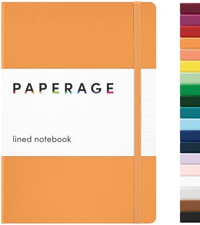 PAPERAGE Lined Journal Notebook, Hardcover Journal for Women & Men, 160 Pages, (5.6 in x 8 in), College Ruled Journaling Notebook for Work, School Supplies & Note Taking, (Marigold) by PAPERAGE