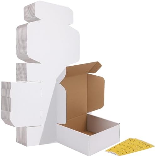 HORLIMER 9x9x4 inches Shipping Boxes Set of 25, White Corrugated Cardboard Box Literature Mailer by HORLIMER