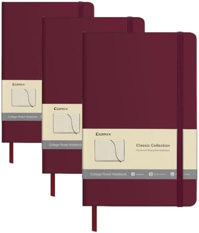 Comix Lined Journal Notebook for Women Men, Journaling Notebooks for Office School Home, Burgundy, 240 Pages, 5.5" x 8.3", College Ruled, A5, Hardcover (Pack of 3) by Comix