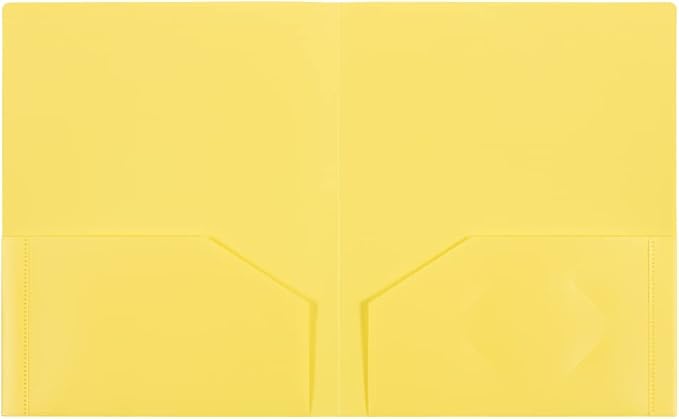 JAM PAPER Heavy Duty Plastic 2 Pocket Extra Tough School Folders - Yellow - 6/Pack - Image 6
