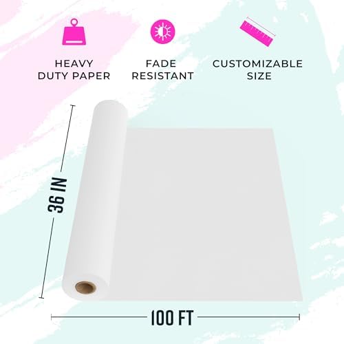 Bryco Goods White Kraft Paper Roll - 36” x 100’ (1200”) - Made in USA - Banner Paper for Painting, Easel Use, Bulletin Boards, Wall Décor, Gift Wrapping, and Children's Projects - Image 3