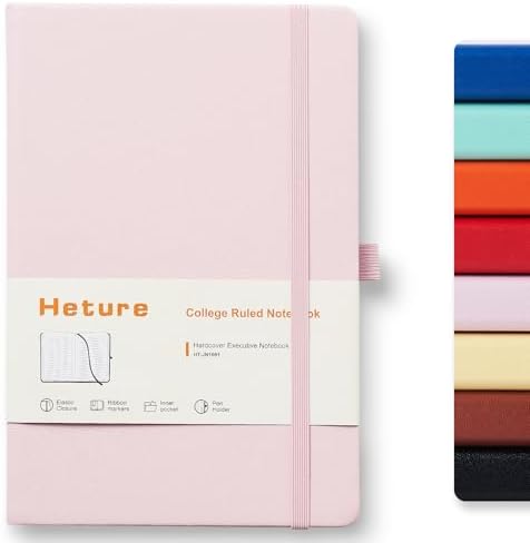 Heture Hardcover Notebooks, A5 Lined Journals Notebook for Writing 160 Pages, 8.2 x 5.5 inch, Classic Ruled Notebooks for College/Work/Travel (Pink, 1 Pack) by HetureOffice