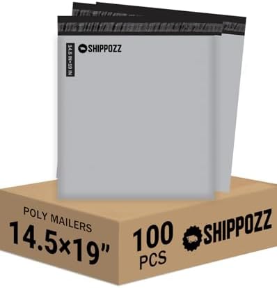 Shippozz 14.5x19 Poly Mailers 100 Pack, Durable Waterproof Polymailers for Shipping Clothes, Self Seal Mailing Bags for Small Business Packaging Supplies, Mailing Envelopes for Books, and Accessories by Shippozz