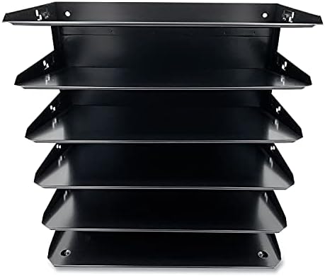 Huron Desktop Horizontal 6-Slot Legal File Binder Organizer Storage Letter Tray, Black Commercial Grade Steel - Image 2