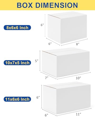 Assorted-Sizes-Shipping-Boxes-45-Pack: 8x6x6 & 10x7x5 & 11x6x6 Small-Shipping-Boxes-Mailers, White Corrugated-Cardboard-Boxes-for-Packing-Small-Business Mailing - Image 3