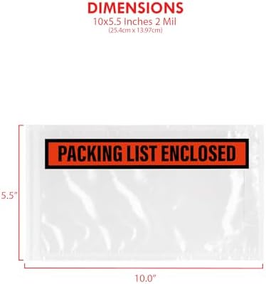GPI - Packing List Envelopes, 5.5" x 10" Packing Slip Pouches, Clear Plastic Envelope Sleeves with Self-Adhesive Strip, Top Loading for Shipping Labels, Packing Lists, Invoices & Paperwork. 2000 Pack - Image 2