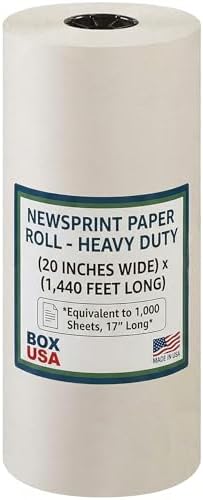 BOX USA Packing Paper Roll 20" x 1400ft (1,000 Sheets 17" equivalent) - Newsprint Paper for Shipping, Storage and Moving Supplies, White by BOXUSA