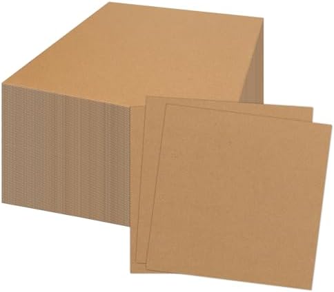RLAVBL 100 Pack 12x12 Corrugated Cardboard Sheets, Flat Cardboard Inserts for Shipping, Mailing, Packing, DIY Crafts by RLAVBL