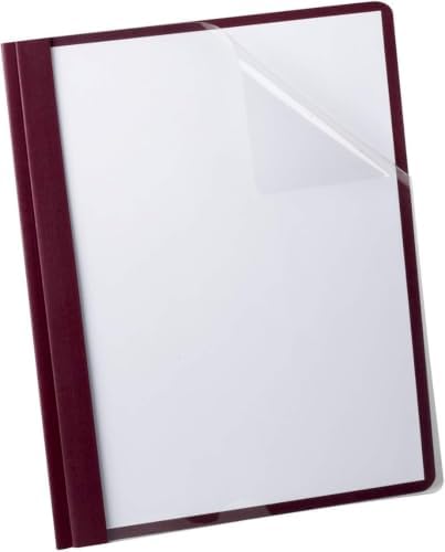 Oxford Clear Front Report Cover, 3 Prong, 1/2 inch Capacity, Burgundy, Letter Size, 25 per Box, (53341) (Pack of 5) by Oxford