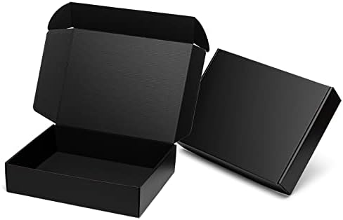 Mcfleet 13x10x3" Black Shipping Boxes - Corrugated Cardboard Mailing Box Packaging for Small Business - Tab Locking Literature Mailer Boxes Flat Shipping Boxes Empty Gift Packing Boxes Supplies 24 by Mcfleet
