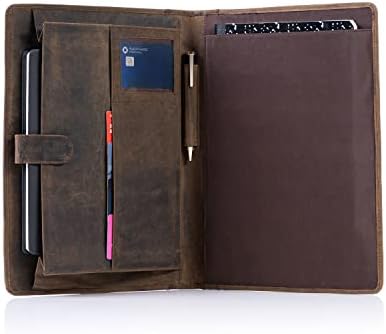 Leather Business Portfolio with Luxury Pen Business Personal Organiser Folder Full Grain Leather padfolio by KomalC (Buffalo Distressed Tan) by KomalC