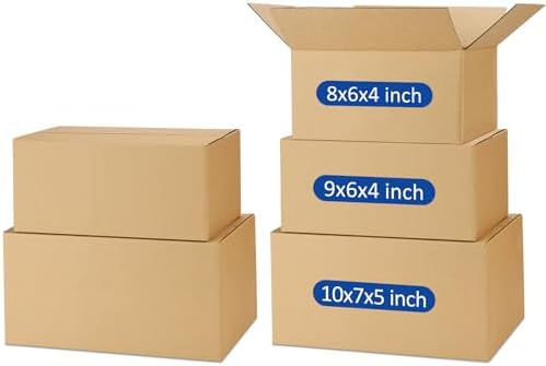 Assorted-Sizes-Shipping-Boxes-45-Pack: 8x6x4 & 9x6x4 & 10x7x5 Small-Shipping-Boxes-Mailers, Brown Corrugated-Cardboard-Boxes-for-Packing-Small-Business Mailing by POEVER