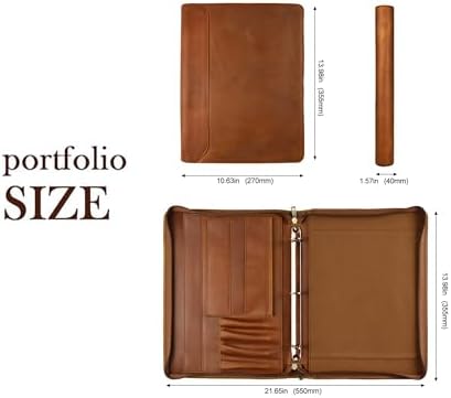 Personalized Genunie Leather Portfolio Binder, Customized Leather Portfolio for Men,Business Portfolio Organizer for A4 Size Notepad, Customized Gift - Image 5