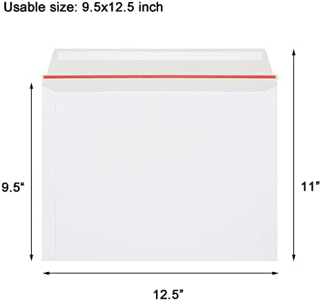 zmybcpack 50 Pack Rigid Mailers 9.5x12.5 inch, Self Seal Photo Document Mailers Stay Flat White Cardboard Shipping Envelopes Photography Mailers for Document, Photos, Papers, Files, CD - Image 2