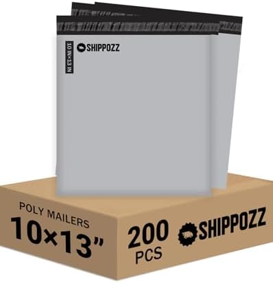 Shippozz 10x13 Poly Mailers 200 Pack, Durable Waterproof Polymailers for Shipping Clothes, Self Seal Mailing Bags for Small Business Packaging Supplies, Mailing Envelopes for Books, and Accessories by Shippozz
